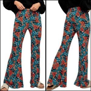 Free People Green and Orange Can't Take My Eyes  Off You Flare Pants Size Small